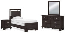 Load image into Gallery viewer, Covetown Twin Panel Bed with Mirrored Dresser and Nightstand
