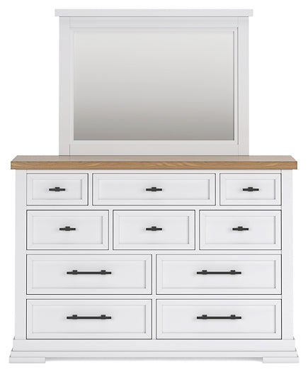 Ashbryn California King Panel Storage Bed with Mirrored Dresser