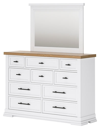 Ashbryn California King Panel Storage Bed with Mirrored Dresser and Nightstand