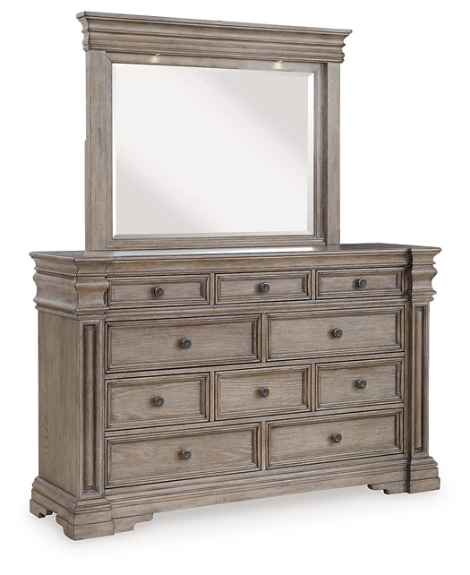 Blairhurst California King Panel Bed with Mirrored Dresser, Chest and Nightstand