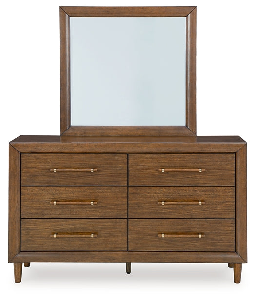 Lyncott California King Upholstered Bed with Mirrored Dresser, Chest and Nightstand