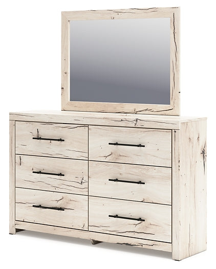 Lawroy King Panel Bed with Mirrored Dresser, Chest and Nightstand