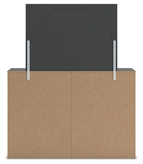 Fraluna Queen Panel Bed with Mirrored Dresser, Chest and Nightstand