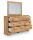 Aleaport Twin Panel Bed with Mirrored Dresser