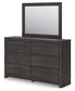 Hollivern Queen Panel Bed with Mirrored Dresser and Nightstand