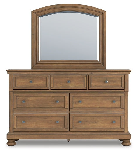 Feddinger California King Panel Bed with Mirrored Dresser