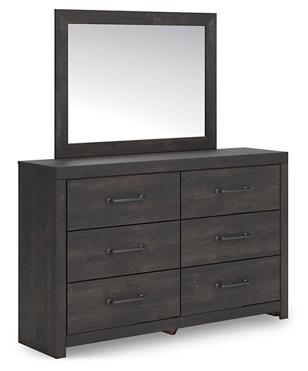 Hollivern King Panel Bed with Mirrored Dresser, Chest and Nightstand