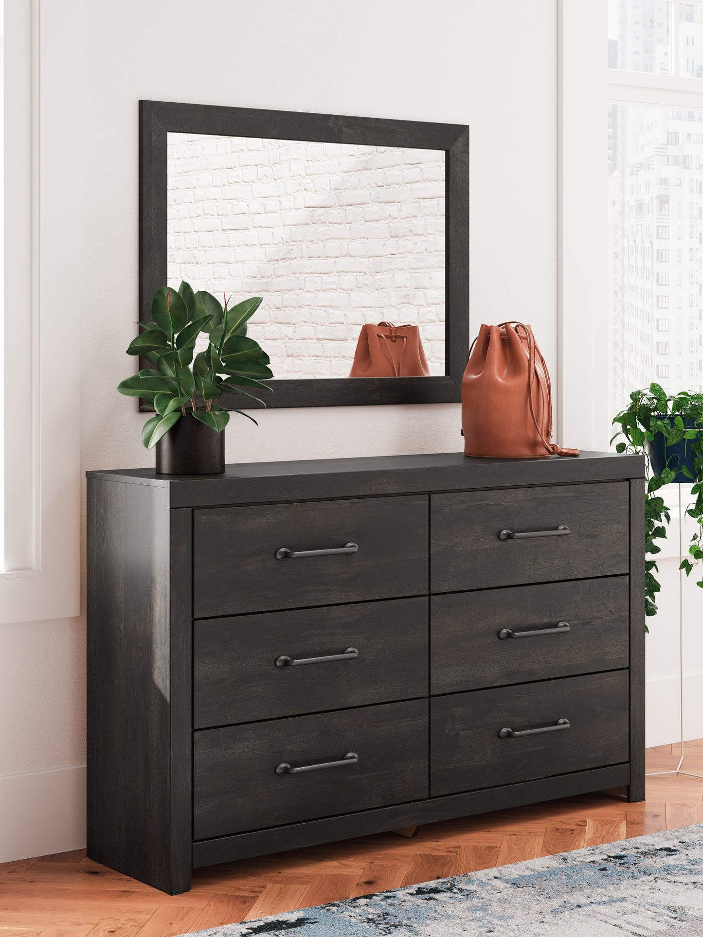 Hollivern Full Panel Bed with Mirrored Dresser, Chest and Nightstand