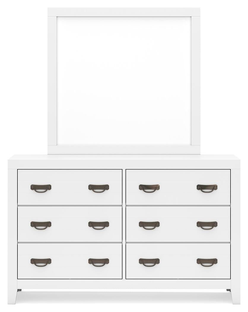 Binterglen California King Panel Bed with Mirrored Dresser and Nightstand
