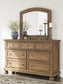 Feddinger King Storage Sleigh Bed with Mirrored Dresser, Chest and Nightstand