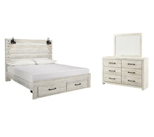 Load image into Gallery viewer, Cambeck King Panel Bed with 2 Storage Drawers with Mirrored Dresser
