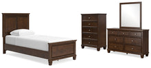 Load image into Gallery viewer, Danabrin Twin Panel Bed with Mirrored Dresser and Chest
