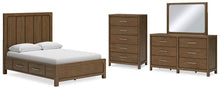 Load image into Gallery viewer, Cabalynn Queen Panel Bed with Storage with Mirrored Dresser and Chest
